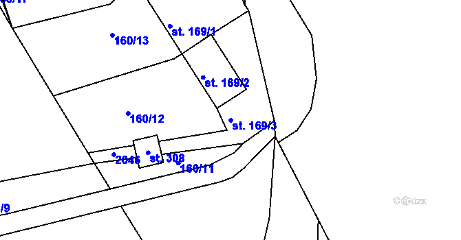 Parcela st. 169/3 v KÚ Návojná, Katastrální mapa