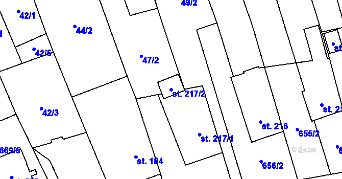 Parcela st. 217/2 v KÚ Návojná, Katastrální mapa