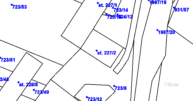 Parcela st. 227/2 v KÚ Návojná, Katastrální mapa
