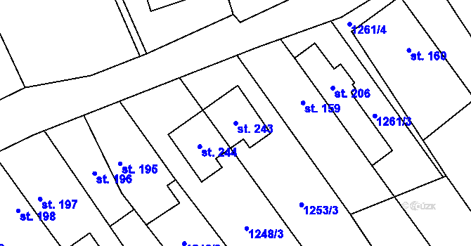 Parcela st. 243 v KÚ Návojná, Katastrální mapa