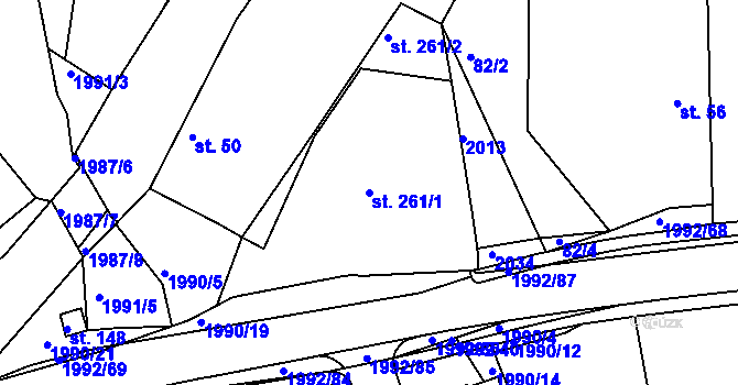 Parcela st. 261/1 v KÚ Návojná, Katastrální mapa