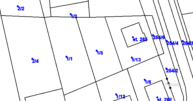 Parcela st. 1/5 v KÚ Návojná, Katastrální mapa