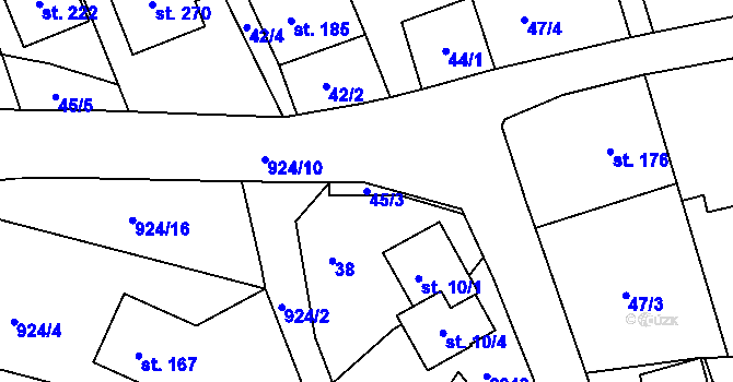 Parcela st. 45/3 v KÚ Návojná, Katastrální mapa