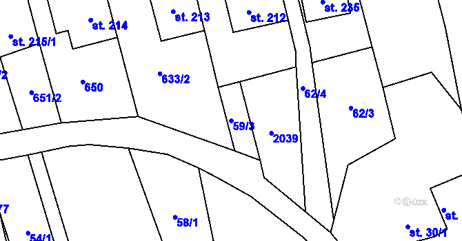 Parcela st. 59/3 v KÚ Návojná, Katastrální mapa