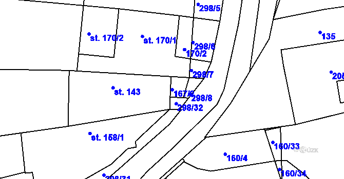 Parcela st. 167/2 v KÚ Návojná, Katastrální mapa