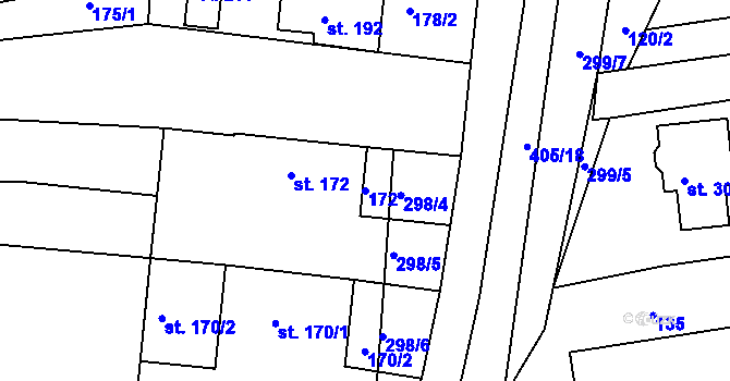 Parcela st. 172 v KÚ Návojná, Katastrální mapa