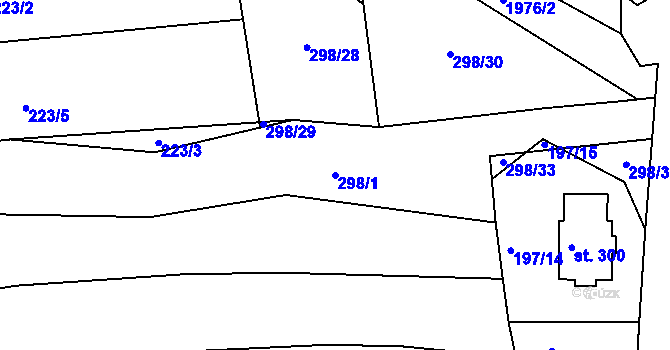 Parcela st. 298/1 v KÚ Návojná, Katastrální mapa