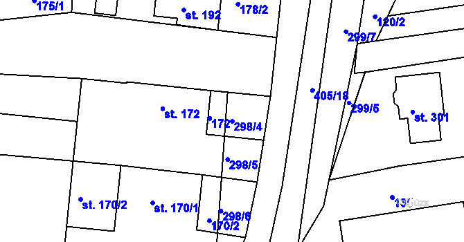 Parcela st. 298/4 v KÚ Návojná, Katastrální mapa