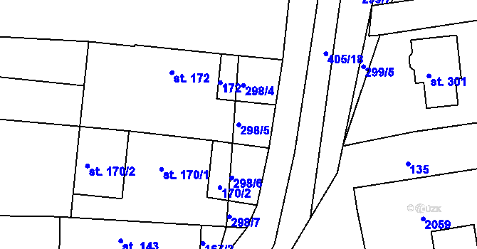 Parcela st. 298/5 v KÚ Návojná, Katastrální mapa