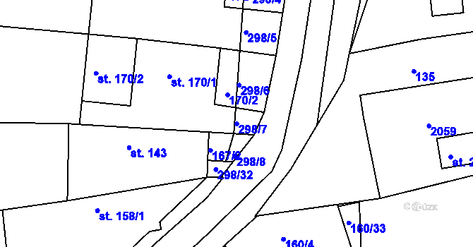 Parcela st. 298/7 v KÚ Návojná, Katastrální mapa