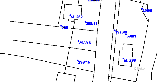 Parcela st. 298/16 v KÚ Návojná, Katastrální mapa
