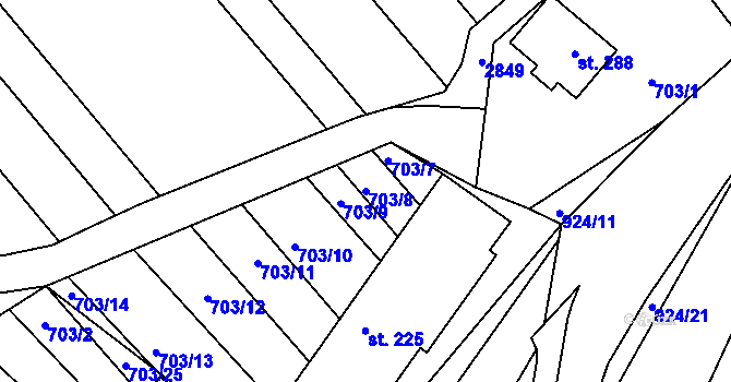 Parcela st. 703/8 v KÚ Návojná, Katastrální mapa