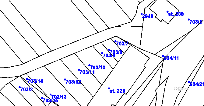 Parcela st. 703/9 v KÚ Návojná, Katastrální mapa
