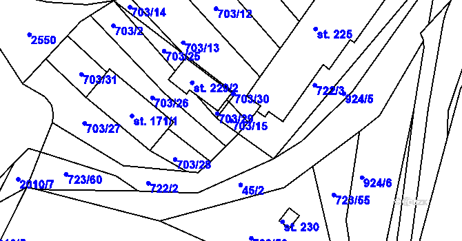 Parcela st. 703/15 v KÚ Návojná, Katastrální mapa