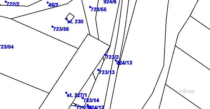 Parcela st. 723/2 v KÚ Návojná, Katastrální mapa