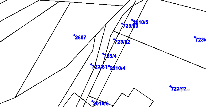Parcela st. 723/4 v KÚ Návojná, Katastrální mapa