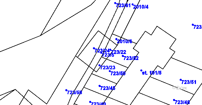Parcela st. 723/5 v KÚ Návojná, Katastrální mapa
