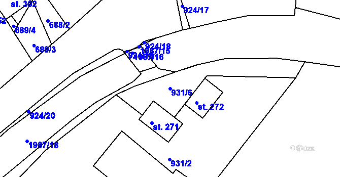 Parcela st. 931/6 v KÚ Návojná, Katastrální mapa