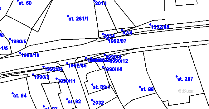 Parcela st. 1990/4 v KÚ Návojná, Katastrální mapa