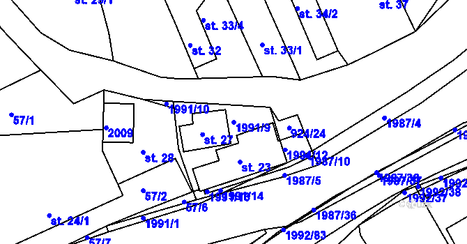 Parcela st. 1991/9 v KÚ Návojná, Katastrální mapa