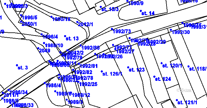 Parcela st. 1992/26 v KÚ Návojná, Katastrální mapa