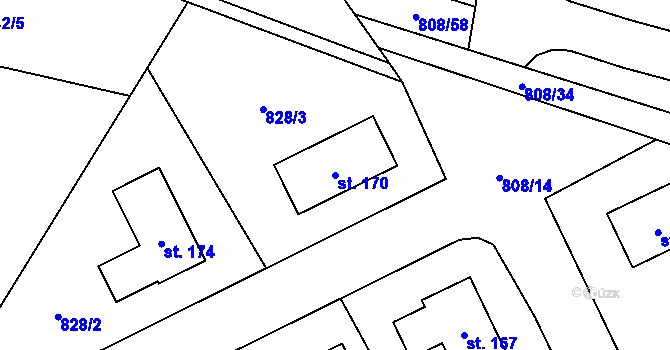 Parcela st. 170 v KÚ Nebahovy, Katastrální mapa
