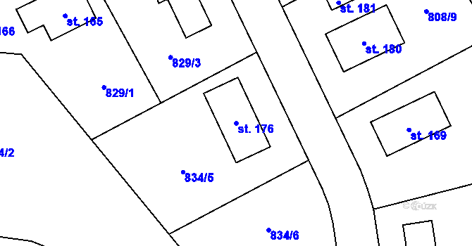 Parcela st. 176 v KÚ Nebahovy, Katastrální mapa