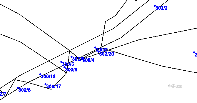 Parcela st. 302/20 v KÚ Nebahovy, Katastrální mapa