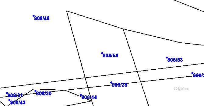 Parcela st. 808/54 v KÚ Nebahovy, Katastrální mapa