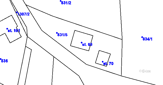 Parcela st. 69 v KÚ Nebahovy, Katastrální mapa