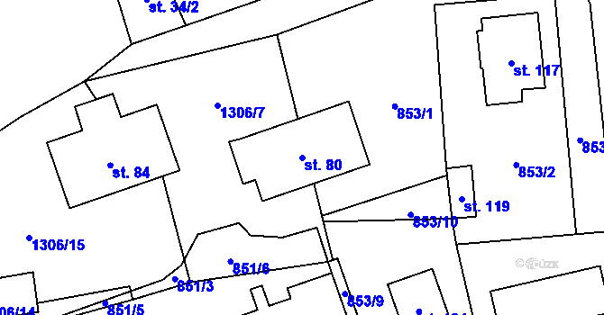 Parcela st. 80 v KÚ Nebahovy, Katastrální mapa