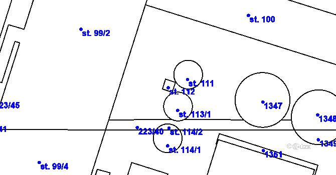 Parcela st. 112 v KÚ Nebahovy, Katastrální mapa