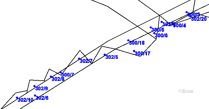 Parcela st. 302/5 v KÚ Nebahovy, Katastrální mapa