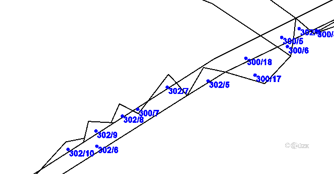 Parcela st. 302/7 v KÚ Nebahovy, Katastrální mapa