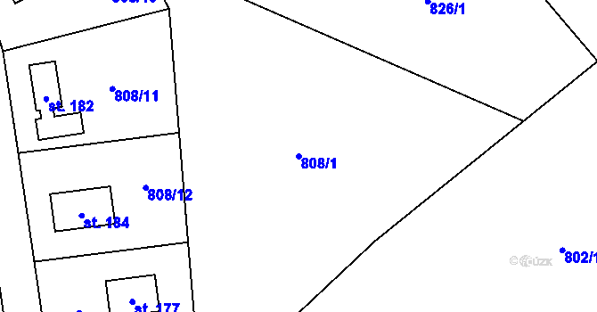 Parcela st. 808/1 v KÚ Nebahovy, Katastrální mapa