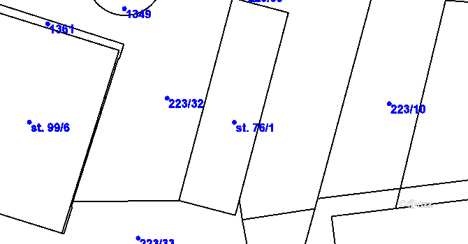 Parcela st. 76/1 v KÚ Nebahovy, Katastrální mapa