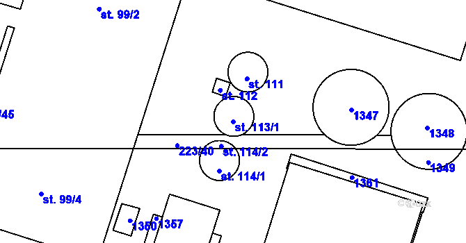 Parcela st. 113/1 v KÚ Nebahovy, Katastrální mapa
