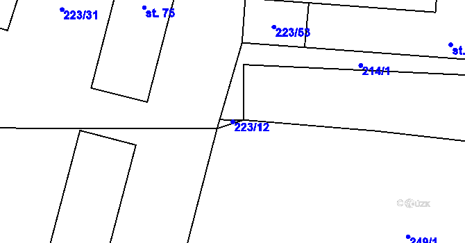 Parcela st. 223/12 v KÚ Nebahovy, Katastrální mapa