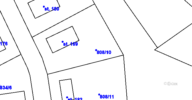 Parcela st. 808/10 v KÚ Nebahovy, Katastrální mapa