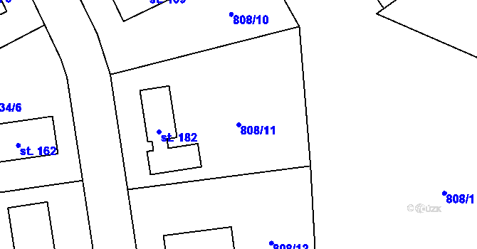 Parcela st. 808/11 v KÚ Nebahovy, Katastrální mapa