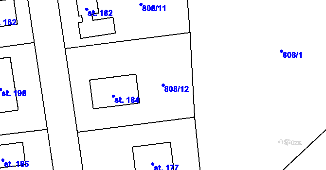 Parcela st. 808/12 v KÚ Nebahovy, Katastrální mapa