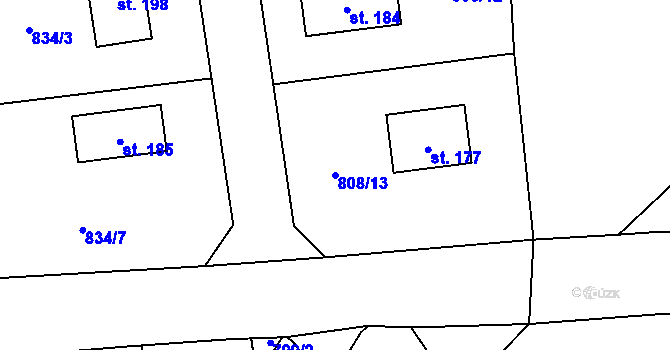 Parcela st. 808/13 v KÚ Nebahovy, Katastrální mapa