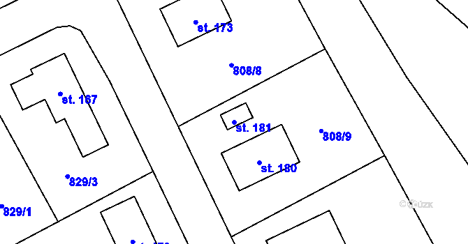 Parcela st. 181 v KÚ Nebahovy, Katastrální mapa