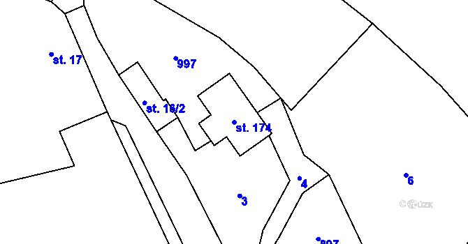 Parcela st. 174 v KÚ Žernovice, Katastrální mapa