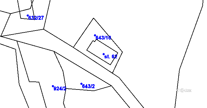 Parcela st. 62 v KÚ Žernovice, Katastrální mapa