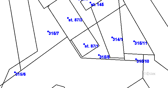 Parcela st. 87/1 v KÚ Žernovice, Katastrální mapa