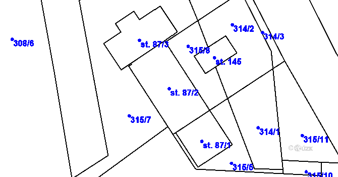 Parcela st. 87/2 v KÚ Žernovice, Katastrální mapa