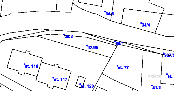 Parcela st. 123/5 v KÚ Žernovice, Katastrální mapa