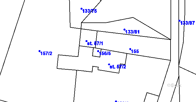 Parcela st. 156/5 v KÚ Žernovice, Katastrální mapa