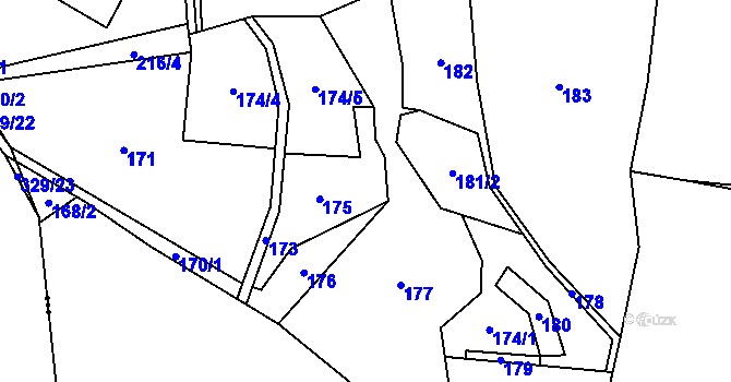 Parcela st. 174 v KÚ Žernovice, Katastrální mapa